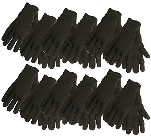 Midwest Gloves & Gear Adult Jersey Gloves, Brown, Large Pack of 12 US