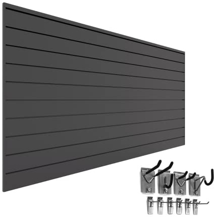 Proslat 33007 Mini Bundle with Slat Wall Panels and Mini Hook Kit, Charcoal
