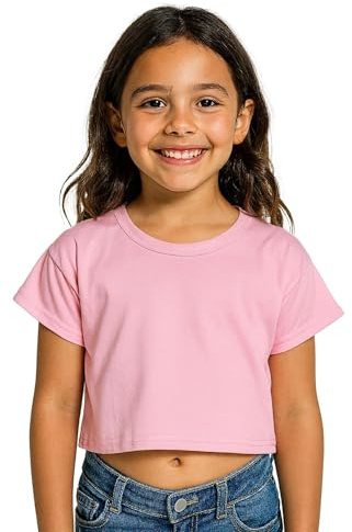 A2Z 4 Kids Girls Crop Top Plain T Shirt Soft Feel - New Crop Top Plain Baby Pink 9-10