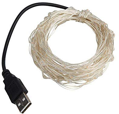 BUYERTIME USB String Lights 5M/16.4ft 50 LEDs, USB Powered Silver Wire Micro Fairy Lights for Indoor Bedroom Wedding Christmas Party Decoration (Blue)