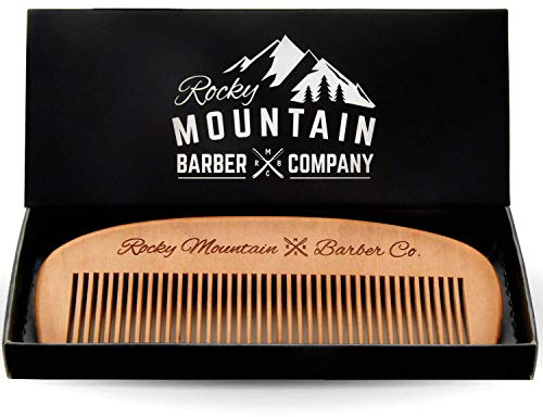Hair Comb - Wood with Anti-Static & No Snag Handmade Brush for Beard, Head Hair, Mustache in Gift Box by Rocky Mountain