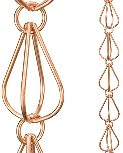 Monarch Rain Chains 29001 Monarch-Regen-Kette aus reinem Kupfer, Tropfenform, 2,4 m lang