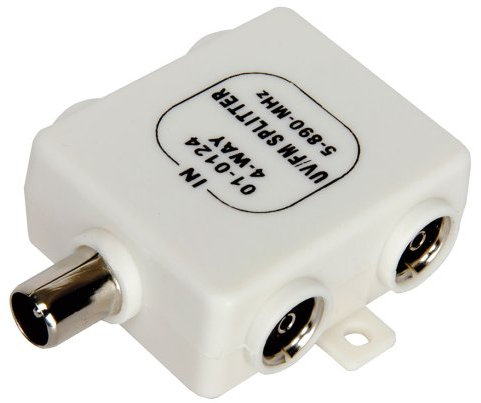 RF Splitter Freeview TV 4 Way UV FM VHF Aerial 1 Input to 4 Output TVs