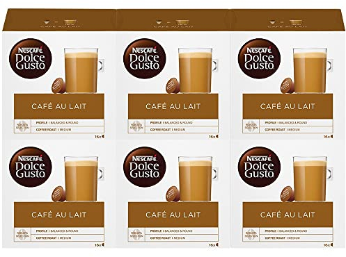 Nescafé Dolce Gusto Café au Lait - Café - 96 Capsules (Pack de 6 boîtes x 16)