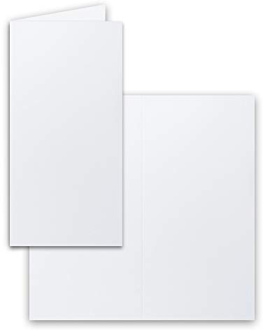 FarbenFroh by GUSTAV NEUSER 50x Falt-Karten DIN Lang - Kristallweiß (Weiß) - 10,5 x 21 cm - Blanko Doppelkarten - Klappkarten für Einladungen und Grußkarten zu Weihnachten und Geburtstag