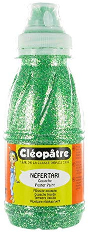 Cleopatre - PP250-16 - Pintura con purpurinas plateadas - Frasco de 250 ml - Verde primavera