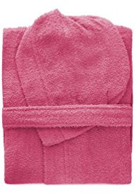 Mastro Bianco Accappatoio con Cappuccio in Spugna 100% Cotone Tinta Unita Uomo Donna Unisex (XL, Rosa)
