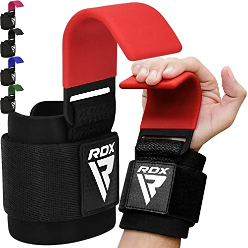 RDX Ganci Sollevamento Pesi, 8mm Neoprene Fasce Polsi Imbottita Supporto, Gomma Rivestito Impugnature Grips, Gym Gancio Cinghie per Fitness Powerlifting Allenamento Palestra Bodybuilding, Uomo Donna