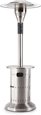 Enders Terrassenheizer Gas COMMERCIAL, Gas-Heizstrahler 55006, Heizpilz mit stufenloser Regulierung, Turbo-Brenner, höhenverstellbar, Transporträder, Umkippsicherung, Silver