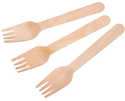 Enpack Holzgabeln Einweg 1000 Stück - Besteck Einweg (Gabeln) 160mm - Kuchengabeln Pommesgabel Fingerfood Zubehör - Gabel aus Holz für Grillparty, Picknick, Partygeschirr - Einmalbesteck Einweg Gabel