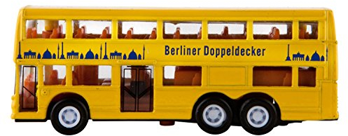 Idena 4229634 - Modellbus Berliner Doppeldecker, mit Freilauf, ca. 13 x 10 x 4 cm, gelb, als Spielzeug, typisches Souvenir oder beliebtes Sammlerstück