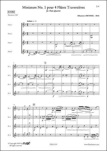 FLEX EDITIONS LIBOUREL S. – MINIATURE NO. 1 – flöjt kvartett klassiska noter träblåsinstrument tvärflöjt