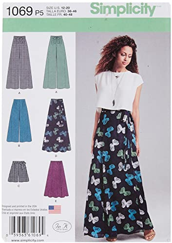 Simplicity 1069 Size P5 12/14/16/18/20 Misses' Wide Leg Pants or Shorts and Skirts in 2 Lengths Sewing Pattern
