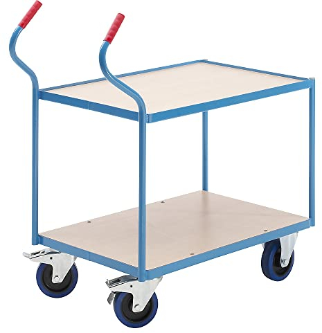 EUROKRAFT Chariot industriel à plateaux - 2 niveaux - hauteur niveaux 235/765 mm - Chariot de transport Chariot à plateaux Chariots de transport Chariots à plateaux Table d'appoint Tables d'appoint