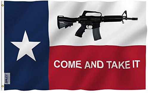 Anley Fly Breeze 3x5 Piedi Bandiera del Texas Come And Take It - Colore Vivido e Resistente Ai Raggi UV - Testata in Tela E Doppie Cuciture – Carabina M4 Bandiere Poliestere Anelli Ottone