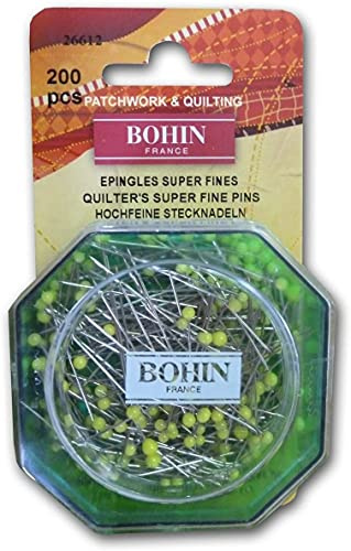 Bohin Glass Head Pin Assorted Colors Size 28-1 3/8in 200ct, 0.7mm, White