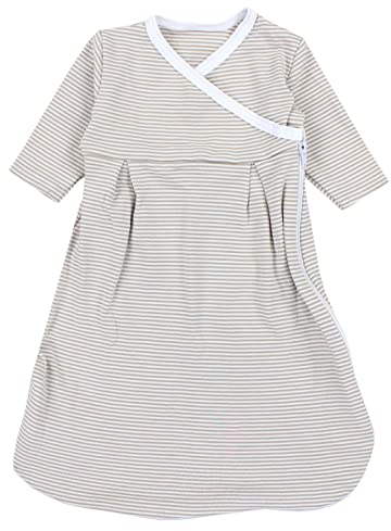 TupTam Langarm Innenschlafsack – Baby Schlafsack mit Ärmeln, Ganzjahresschlafsack aus Baumwoll-Jersey – Unisex, Farbe: Streifenmuster Beige, Größe: 50-56