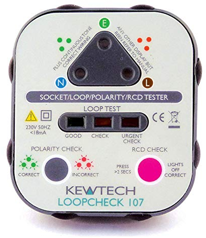 Kewtech Loopcheck 107 LOOPCHECK107 Mains Socket Tester with Loop Check, Grey, No Size