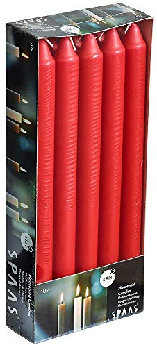 Spaas Unscented Dinner Candles 21/240mm, 8 Hours, 10 Pieces, Red