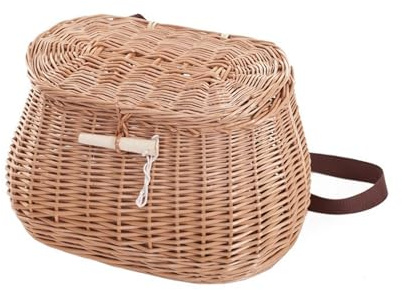 e-wicker24 Alles aus Weide Cestino da pesca in salice, cestino per pesce, cestino da pesca intrecciato, cestino per pesce con cinghia, cestino in vimini per accessori da pescatore, cestino per accessori da pesca
