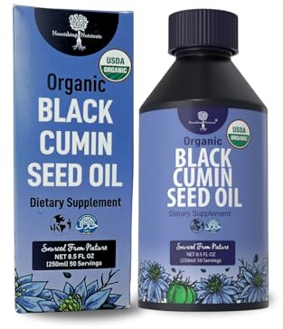 Organic Black Cumin Seed Oil-USDA-Cold Pressed –up to 6X Stronger Thymoquinone - Pure Nigella Sativa Cumin Seeds -Premium Supplement for Immune Support, Skin & Hair (8.5 fl oz)