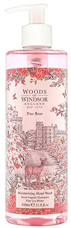 Woods of Windsor Rose Hand Wash, Liquid Hand Soap with Pump to Help Soften and Moisturise Skin, True Rose Scent 350ml
