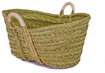 Cestería Aparici -Capazo Leñero de Esparto con Asas de Pita - Fabricación Nacional (63X45X35) 7110-2 Cesto para Chimenea y Almacenaje de Leña.