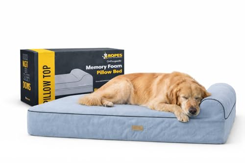 KOPEKS Jumbo XL, Letto ortopedico per cani in memory foam di alta qualità, doppio 17,8 cm, con cuscino e rivestimento rimovibile facile da lavare con fondo antiscivolo, fodera impermeabile inclusa