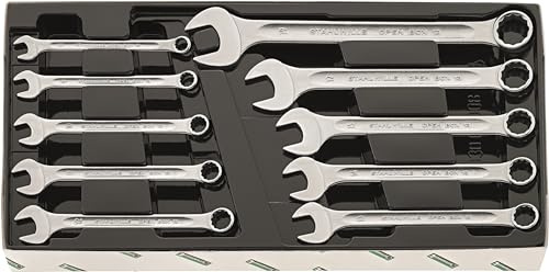 Stahwhile 96400808 Combination Wrench Set, Ring Head Angled at 15 Degrees, Made of Chrome Alloy Steel & Chrome Plated, Has Anti-Slip Drive, Suitable in Confined Spaces, Set of 10 (Metric) Wrenches