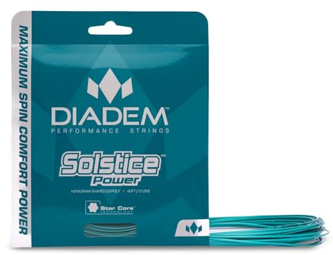 Diadem Solstice Power Tennis String Set | High Spin Co-Poly String, 40 feet, 12.2m, Teal (16, 1.30mm)