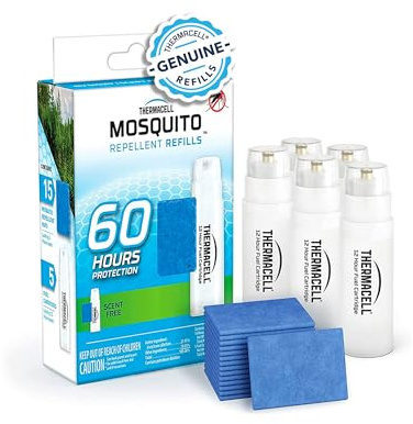 Thermacell Mosquito Repellent Refills, 60-Hour Pack; Contains 15 Repellent Mats, 5 Fuel Cartridges; Compatible with Any Fuel-Powered Thermacell Product; No Spray, Scent, Mess