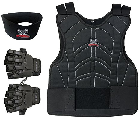 Maddog Sports Paintball & Airsoft Protective Combo Package | Padded Chest Protector, Half Finger Gloves, & Neck Protector – Lightweight Impact Protection for Youth, Teens, Up to Adult Medium Players