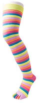 TOETOE - Essential Women Everyday Cotton Over-Knee Toe Socks (1 Pair) (US, Numeric, 4, 11.5, Regular, Regular, Flamingo)