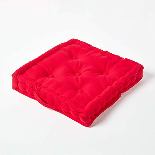 HOMESCAPES Coussin de Chaise de Couleur Rouge Fait en 100% Coton de 40x40 cm pour Chaise de Salon et Chaise de Jardin