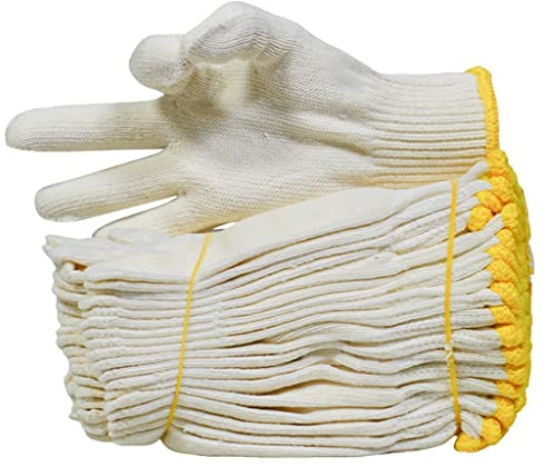 12 Paar Weiß Baumwollhandschuhe Stoffhandschuhe für Männer und Frauen, Bauhandschuhe Arbeitshandschuhe für Werkstelle, Baustelle