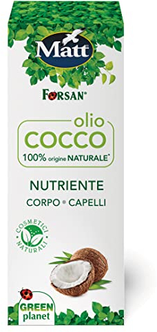 Matt Forsan, Olio di Cocco, Nutriente per Corpo e Capelli, Azione Dermoprotettiva ed Emolliente per la Pelle Secca, Come Doposole o Ristrutturante per Capelli, Puro 100% di Origine Naturale, 100 ml