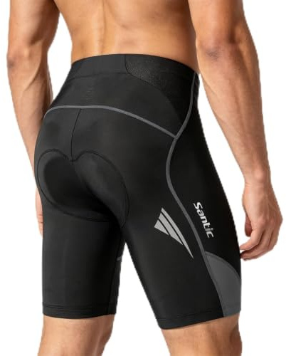 Santic Shorts Cyclisme Homme, Cuissards Rembourrés pour Les Hommes,Short Cycliste Homme Gris EU XXL