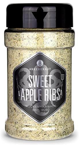 Ankerkraut Sweet Apple Ribs, fruchtige BBQ-Rub Gewürzmischung zum Grillen von Spare-Ribs und Schwein, 240g im Streuer