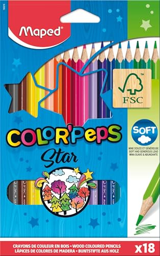 Maped Etui de 18 Crayons de couleur Color'Peps Triangulaire Assortis