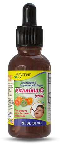 Arymar Vitamin C Drops – 2 fl oz Immune Support & Antioxidant Liquid, Vegan, Orange Flavor