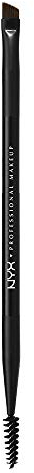NYX Professional Makeup Pro Dual Brow Brush, Doppelseitig mit Bürstchen und angeschrägtem Augenbrauenpinsel, Synthetische Fasern, Schwarz