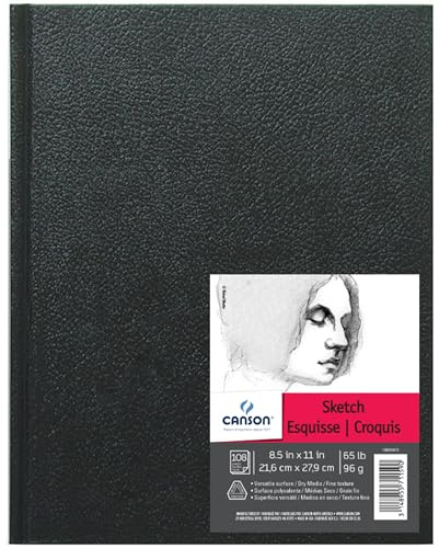 Canson Artist Series Sketch Book Paper Pad, for Pencil and Charcoal, Acid Free, Hardbound, 65 Pound, 8.5 x 11 Inch, 108 Sheets