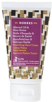KORRES Almond Oil & Shea Butter nährende Handcreme, pflegende Handlotion mit Mandelöl, für trockene & spröde Hände, silikon- & parabenfrei, 75 ml