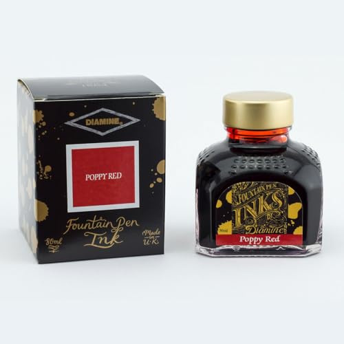 Diamine Ink, flacone,inchiostro,calamaio,Poppy Red,rosso,80 ml