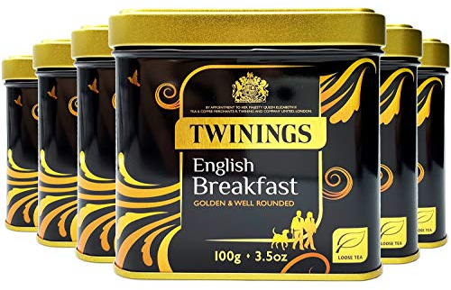 Twinings English Breakfast Loose Tea in Tin 600g (Multipack of 6 x 100g tins)