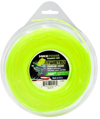 MaxPower 338807 0.080-Inch Premium Twisted Trimmer Line, 140-Foot Length,Yellow