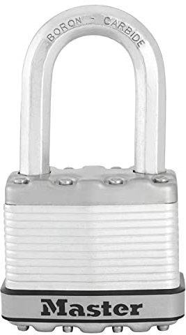 MASTER LOCK Heavy Duty Padlock, Security Level 9/10, Outdoor, Keyed, Laminated Steel, Weatherproof, Medium Shackle