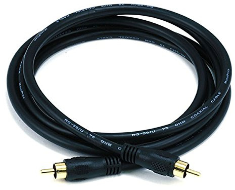 Monoprice Audio/Video Coaxial Cable - RCA Male to Male, RG-59U, 75ohm, 6 Feet, Black