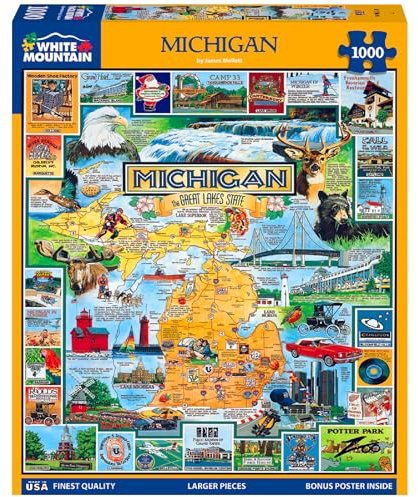 White Mountain Puzzles Best of Michigan - 1000 Piece Jigsaw Puzzle