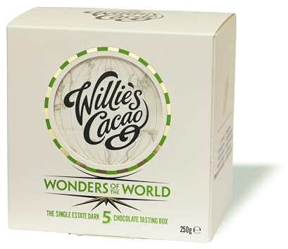 Willie's Cacao 5 Wonders of The World Chocolate Tasting Box. 5 x 50g Single Estate Dark Chocolate Bars and Willie's Map of the World. Vegan. (Total 250g)